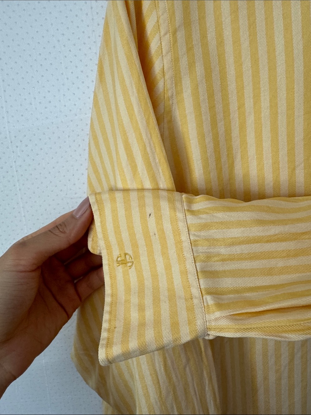 Charvet Cropped Light Yellow Pinstripe Casual Button-Down Shirt - Picture 5 of 9
